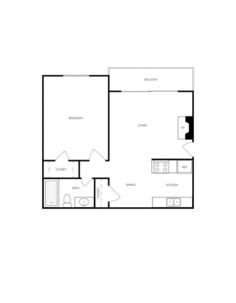 1x1 Harvard Floor Plan, Park Capitol Apartments for rent in Salt Lake City, Utah